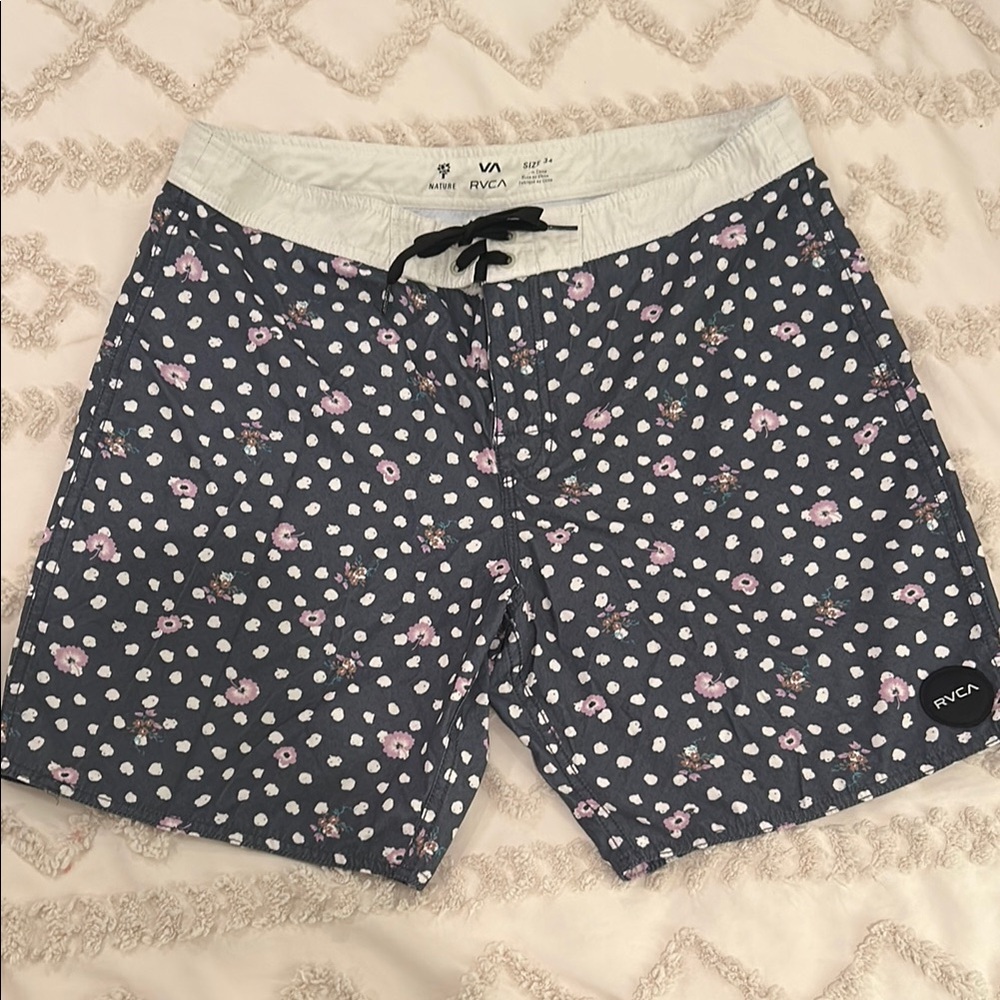 RVCA Men's Blue Floral Swim Shorts